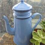 French Coffee Biggin Blue Enamelware Vintage 1930s
