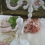 Vintage Candle Holder Cherub Putti Chippy Painted..